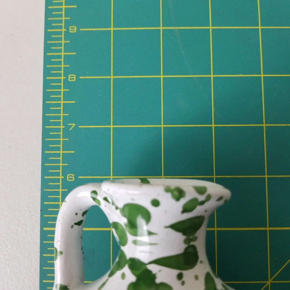 Green Splatter bud Vase Jug‎ with Handle Decorative Ceramic Pitcher country